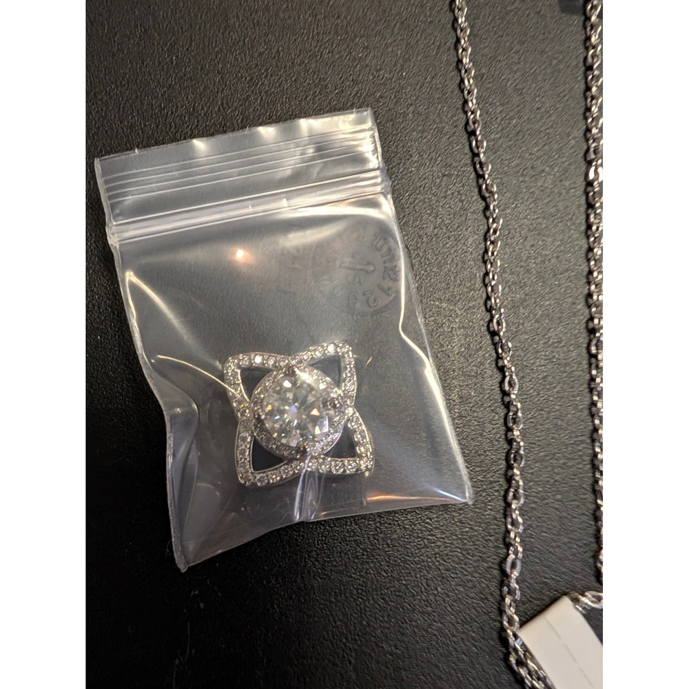 18K White Gold Plated 1.0CTW VVSD Moissanite Pendant Necklace GRA Certified - Picture 3 of 6
